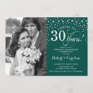 Invitation 30e anniversaire de mariage avec photo - Vert Arge