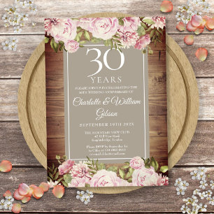 Invitation 30e anniversaire de Mariage Boho Rustic Roses Flor