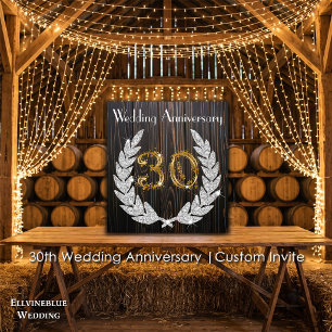 Invitation 30e anniversaire de mariage Bois rustique et or