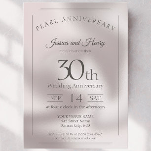 Invitation 30e anniversaire de mariage de la perle classique