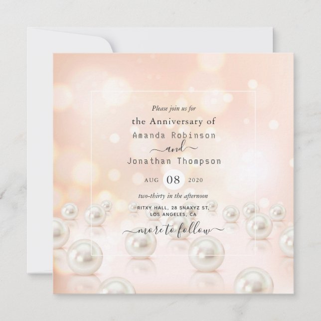 Invitation 30e anniversaire de mariage de perle (Devant)