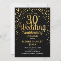 30e anniversaire de mariage - Noir et or