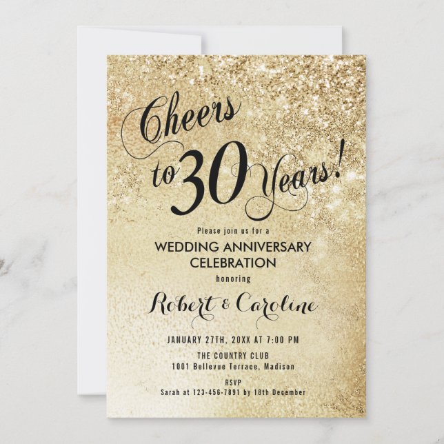 Invitation 30e anniversaire de Mariage Or (Devant)