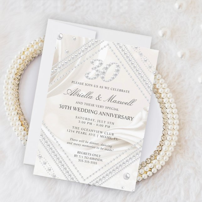 Invitation 30e anniversaire de mariage Perle (Créateur téléchargé)