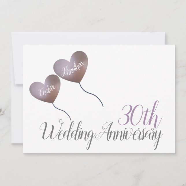 Invitation 30e anniversaire de mariage perle ballon en forme  (Devant)
