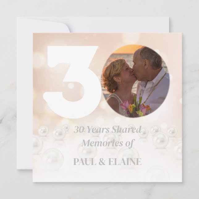 Invitation 30e Anniversaire de Mariage Photo Personnalisée Pe (Devant)