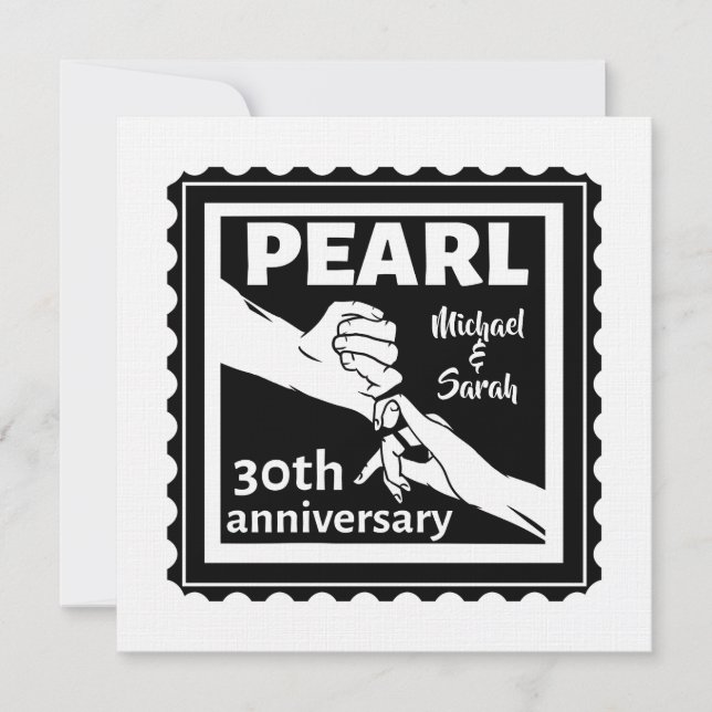 Invitation 30e anniversaire de mariage romantique noir et bla (Devant)