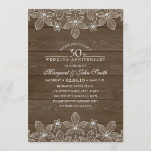 Invitation 30e Anniversaire de Mariage Rustique Bois Campagne