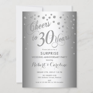 Invitation 30e anniversaire de Mariage surprise - Argent