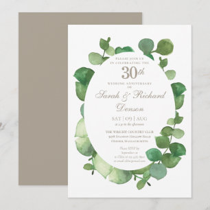 Invitation 30e anniversaire de perle Eucalyptus Boho Verdure