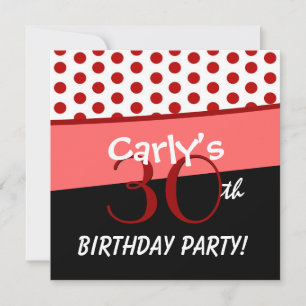 Invitation 30e anniversaire des Pois rouges et blancs