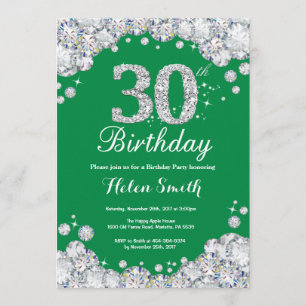 Invitation 30e anniversaire Diamant vert et argent