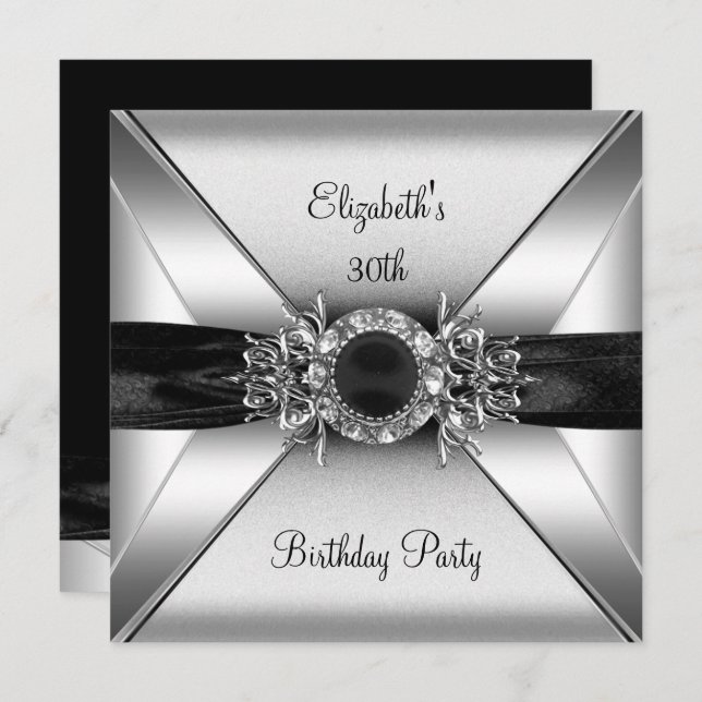 Invitation 30e anniversaire Diamond Jewel Black White Silver (Devant / Derrière)