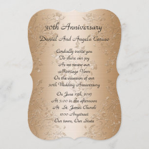 Invitation 30e anniversaire du Mariage vow renouvellement or