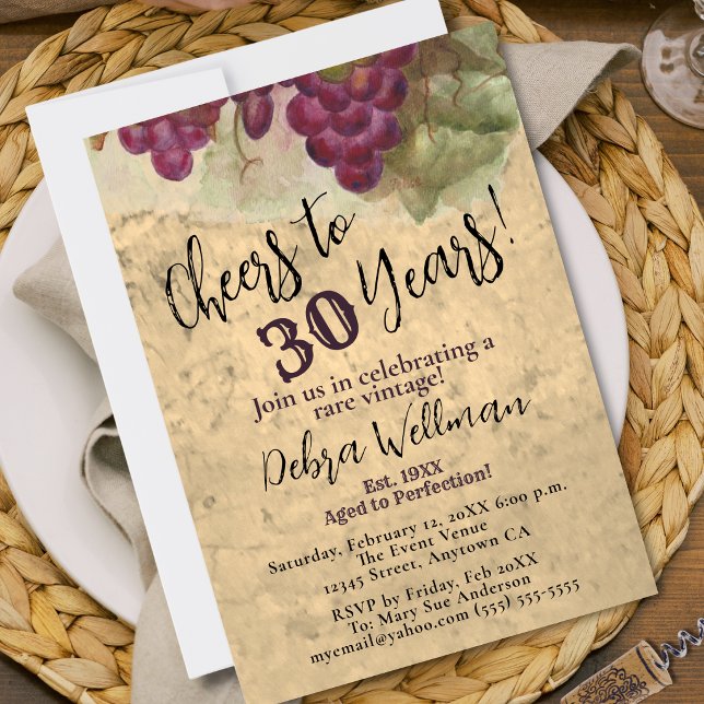 Invitation 30e anniversaire du vignoble | À 30 ans de vin et  (Créateur téléchargé)