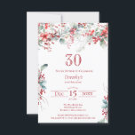 Invitation 30e anniversaire Elégant Berry d'hiver Botanique<br><div class="desc">Invitation vos invités à une fête spéciale d'hiver ou de Noël avec cette élégante fraise rouge et feuillage vert sauge design floral. Des baies rouges profondes sont nichées dans des feuilles et des branches. Le texte rouge ajoute à l'humeur festive. Cet article fait partie de la collection de baies d'hiver....</div>