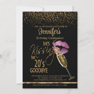 Invitation 30e anniversaire Elle embrasse ses 20's Goodbye -P