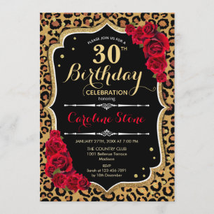 Invitation 30e anniversaire - Empreinte de léopard de Red Ros
