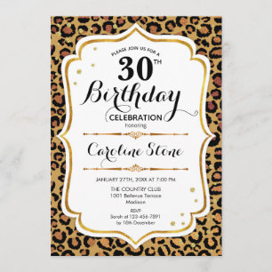 Invitation 30e anniversaire - Empreinte de léopard d'or
