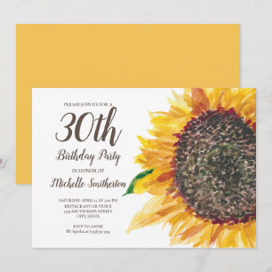 Invitation 30e anniversaire Femmes Brown jaune tournesol