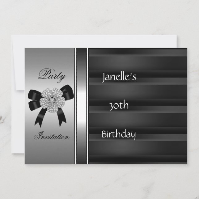 Invitation 30e anniversaire fête Argent Noir (Devant)