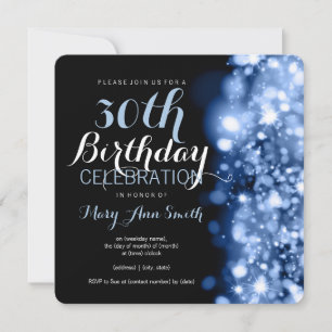 Invitation 30e anniversaire Fête Bleu éclat