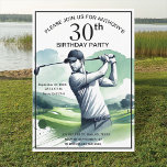 Invitation 30e Anniversaire Fête Golfer Adulte Par Sports Gol<br><div class="desc">30e fête d'anniversaire pour un golfeur,  adulte,  sport,  père,  pour lui. Noir et blanc,  aquarelle,  moderne,  élégante invitation à la fête d'anniversaire. Veuillez le personnaliser avec vos détails.</div>