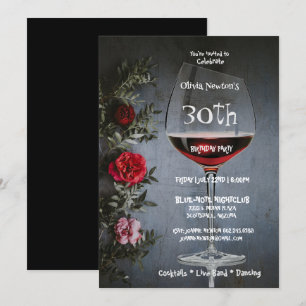 Invitation 30e Anniversaire Fête Vin & Roses Rouges Anniversa
