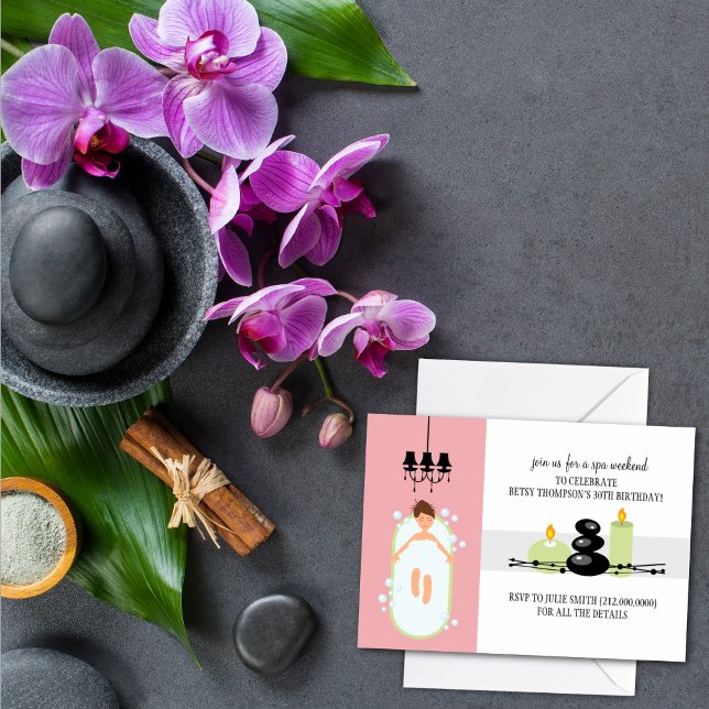 Invitation 30e anniversaire fille Spa week-end Getaway Invita (Créateur téléchargé)