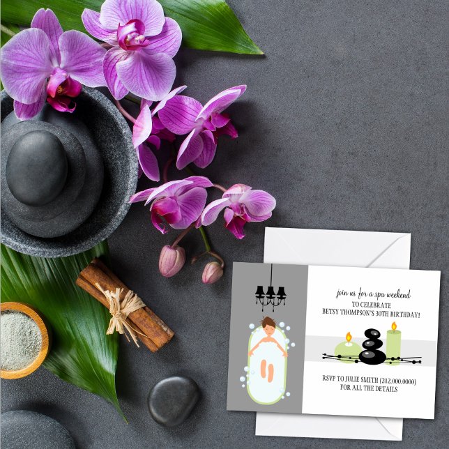 Invitation 30e anniversaire fille Spa week-end Getaway Invita (Créateur téléchargé)