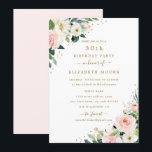 Invitation 30e anniversaire Floral Blush Gold<br><div class="desc">Invitations d'anniversaire florales plus modernes dans le Little Bayleigh Store!</div>