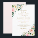 Invitation 30e anniversaire Floral Blush Gold<br><div class="desc">Invitations d'anniversaire florales plus modernes dans le Little Bayleigh Store!</div>