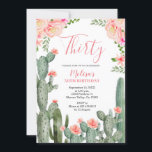 Invitation 30e anniversaire Floral Cactus Succulent Trente<br><div class="desc">30e anniversaire Floral Cactus Succulent Trente invitation Le libellé peut être changé en n'importe quelle occasion. 30e anniversaire Invitation pour les femmes</div>
