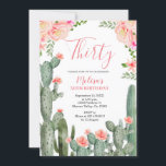 Invitation 30e anniversaire Floral Cactus Succulent Trente<br><div class="desc">30e anniversaire Floral Cactus Succulent Trente invitation Le libellé peut être changé en n'importe quelle occasion. 30e anniversaire Invitation pour les femmes</div>