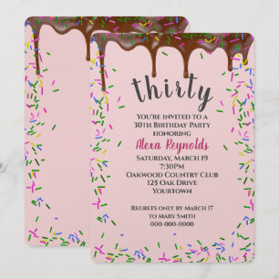 Invitation 30e Anniversaire Glacage au chocolat avec arrosage