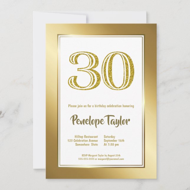 Invitation 30e anniversaire Gold Party (Devant)