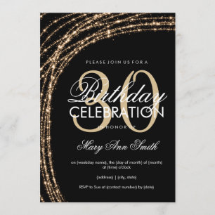 Invitation 30e anniversaire Gold Sparkling String lumières