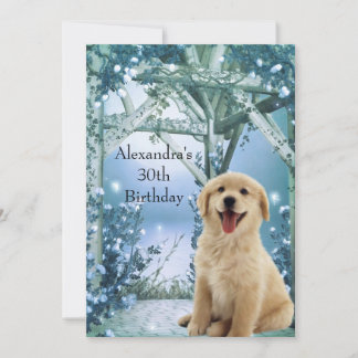 Invitation 30e anniversaire Golden Retriever Winter Blue