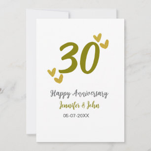 Invitation 30e anniversaire heureux couple de mariages gris d