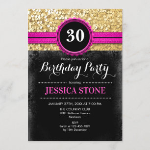 Invitation 30e anniversaire - Hot rose Black Gold - TOUTE ANN