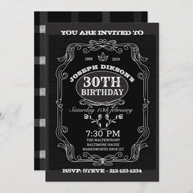 Invitation 30e ANNIVERSAIRE INVITATION, laboratoire de Whisky (Devant / Derrière)