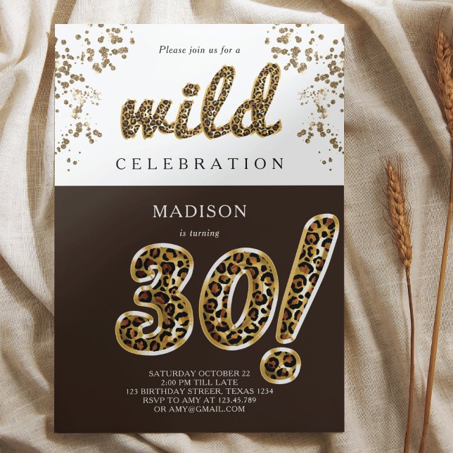 Invitation 30e anniversaire Leopard Foil Script (Créateur téléchargé)