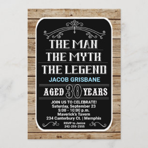 Invitation 30e Anniversaire L'Homme La Légende Mythique 30 AN