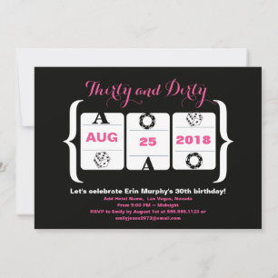 Invitation 30e anniversaire machine à sous Dice et jetons de