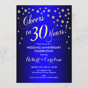 Invitation 30e anniversaire Mariage - Royal Blue & Gold