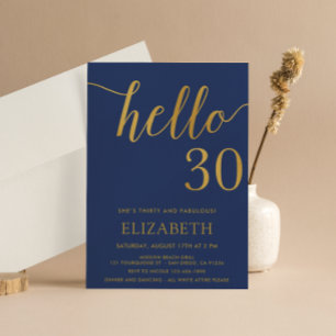Invitation 30e anniversaire Marine et or Bonjour 30