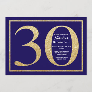Invitation 30e anniversaire Marine Parties scintillant bleue 
