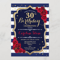 30e anniversaire - Marine White Stripes et Red Ros