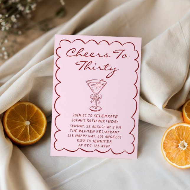 Invitation 30e anniversaire Martini rose « À trente ans » (Créateur téléchargé)