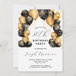 Invitation 30e anniversaire moderne Black Gold